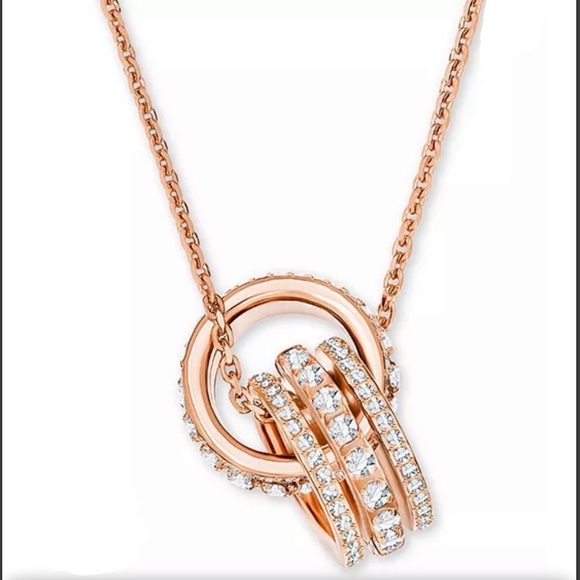 Swarovski Crystal Interlocking Ring Pendant Necklace - Picture 2 of 7